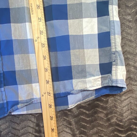 Abercrombie & Fitch Blue & White Plaid Button-Up Shirt Muscle Fit L Mens Casual - Picture 7 of 8